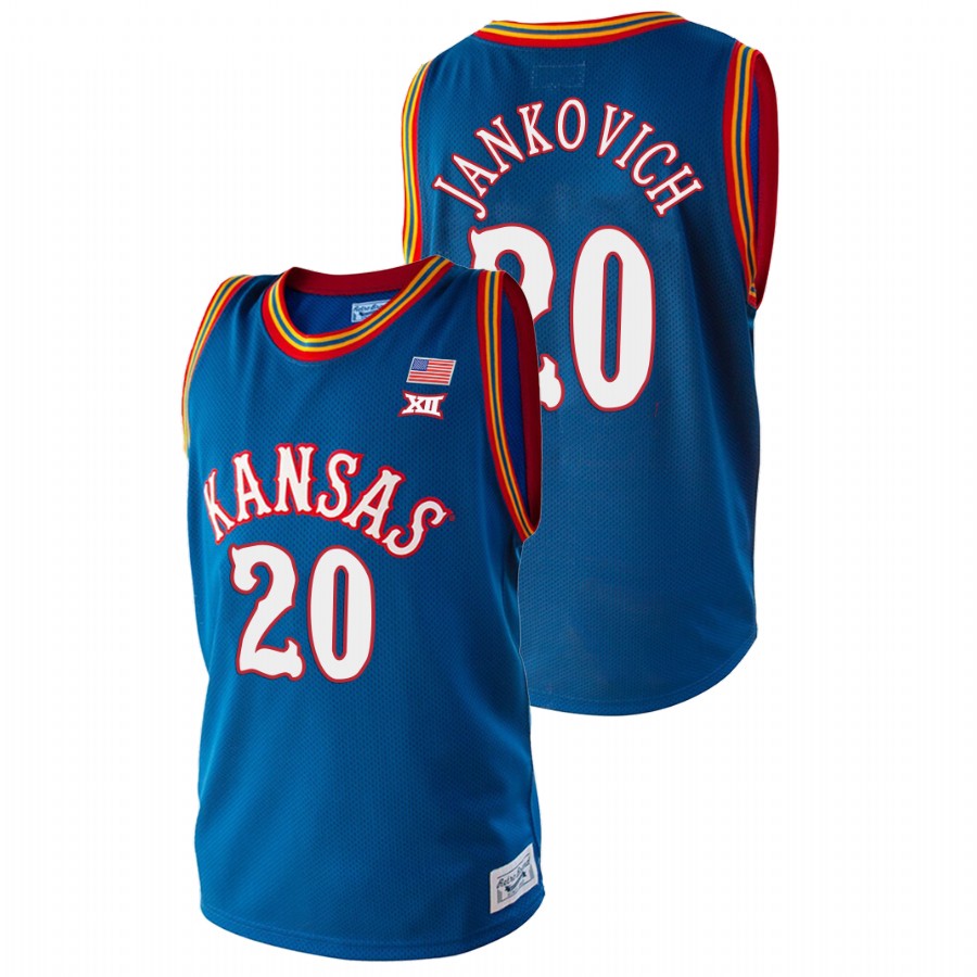 Men's Kansas Jayhawks Michael Jankovich Royal College Basketball Jersey