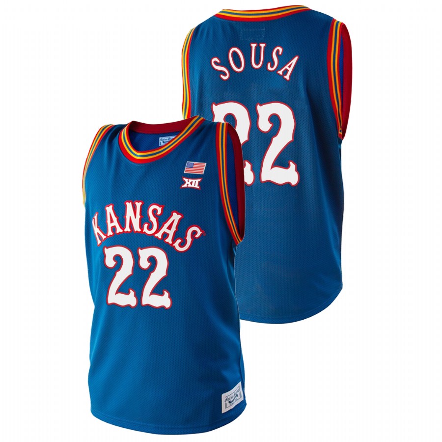 Men's Kansas Jayhawks Silvio De Sousa Royal College Basketball Jersey