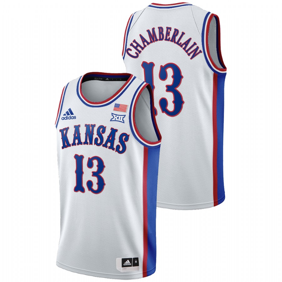 Men's Kansas Jayhawks Wilt Chamberlain College Basketball 1990s Throwback Jersey White