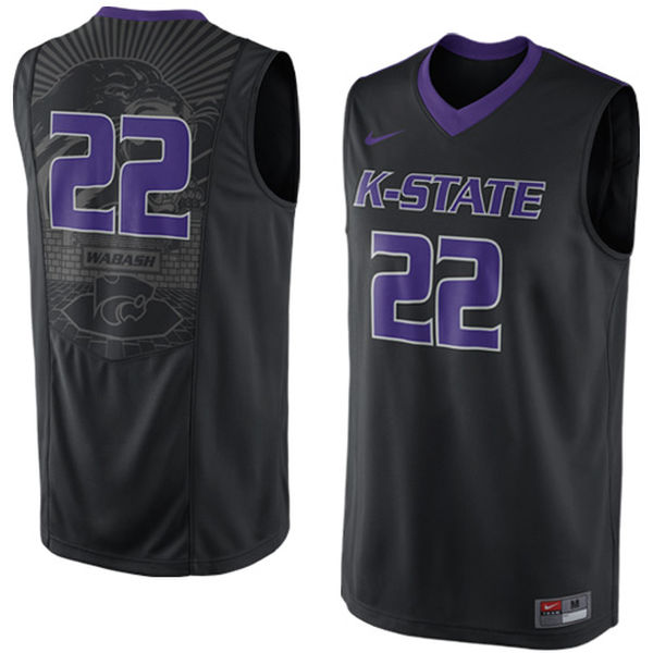 Men's Kansas State Wildcats #22 Black Basketball Jersey