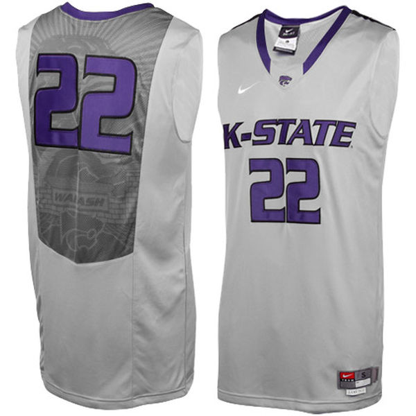Men's Kansas State Wildcats #22 Gray Basketball Jersey