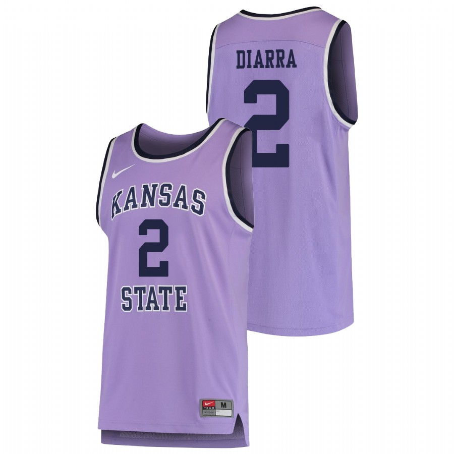 Men's Kansas State Wildcats Purple Cartier Diarra Basketball Replica Jersey