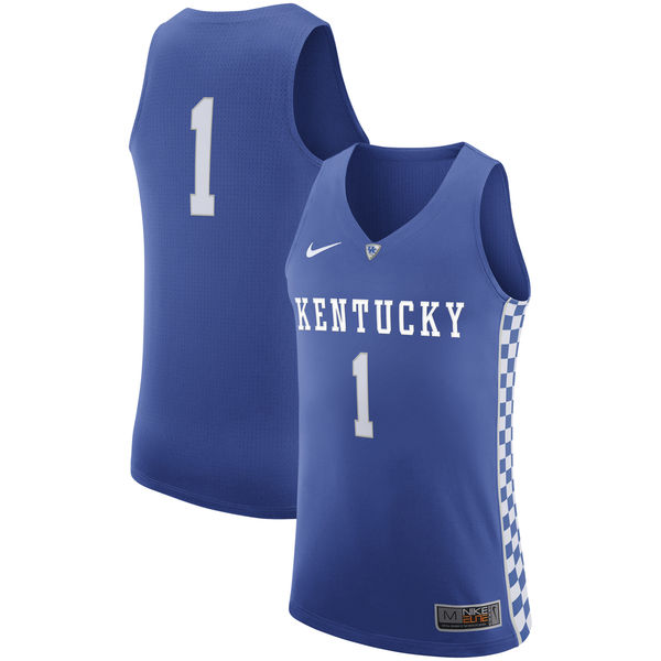Men's Kentucky Wildcats #1 Royal Blue Basketball Jersey