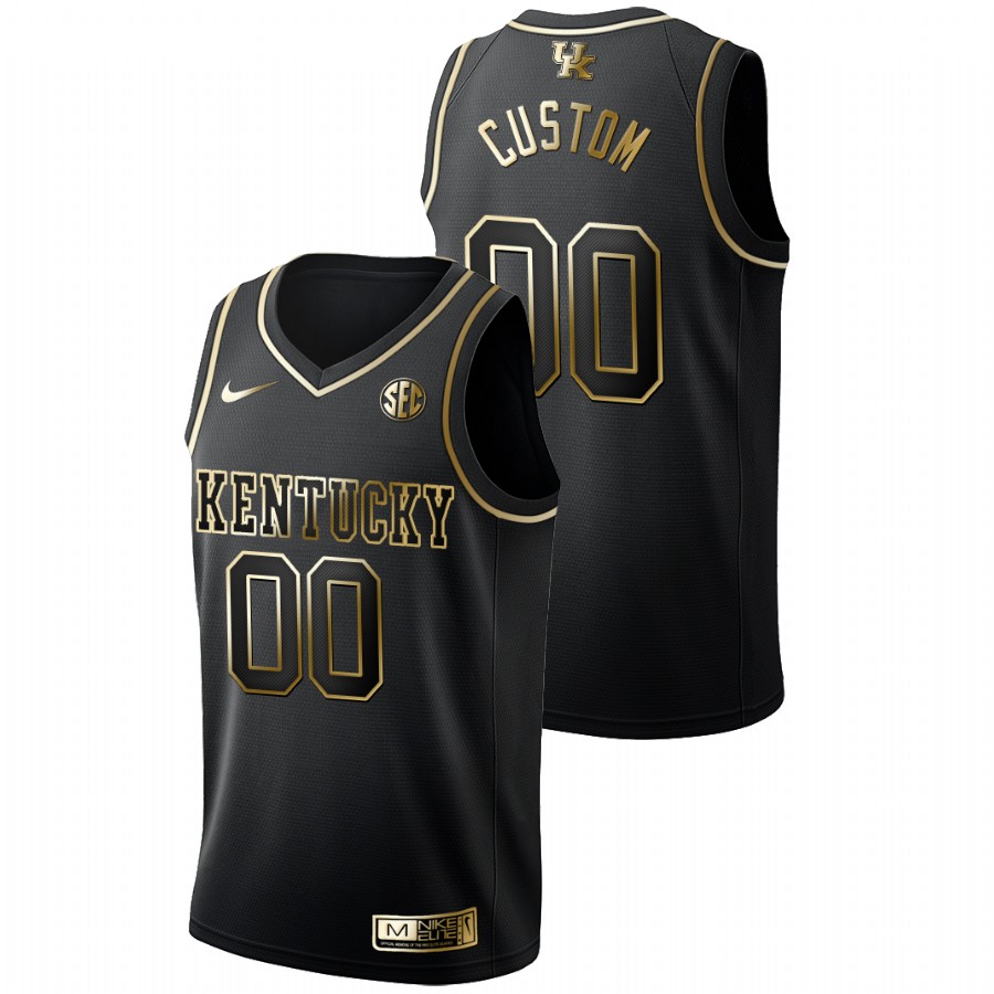 Men's Kentucky Wildcats Custom Golden Edition College Basketball Jersey Black