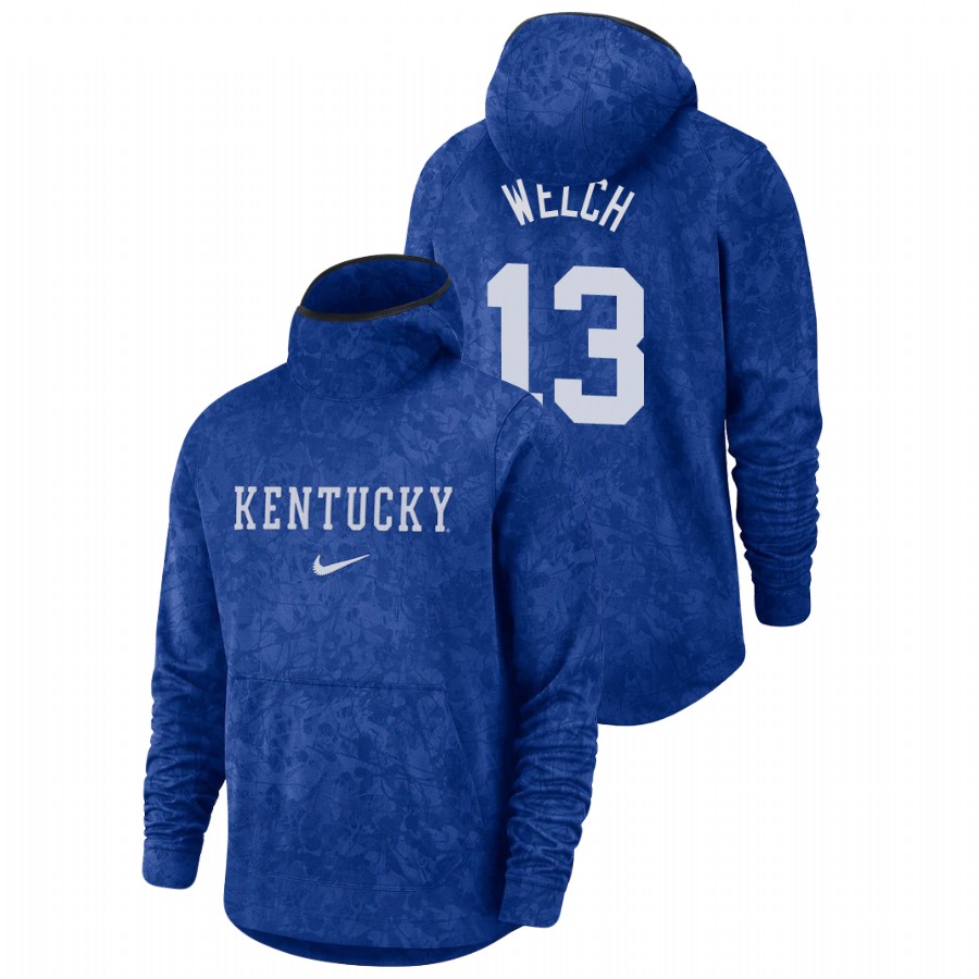 Men's Kentucky Wildcats Riley Welch Royal Basketball Spotlight Team Logo Pullover Hoodie