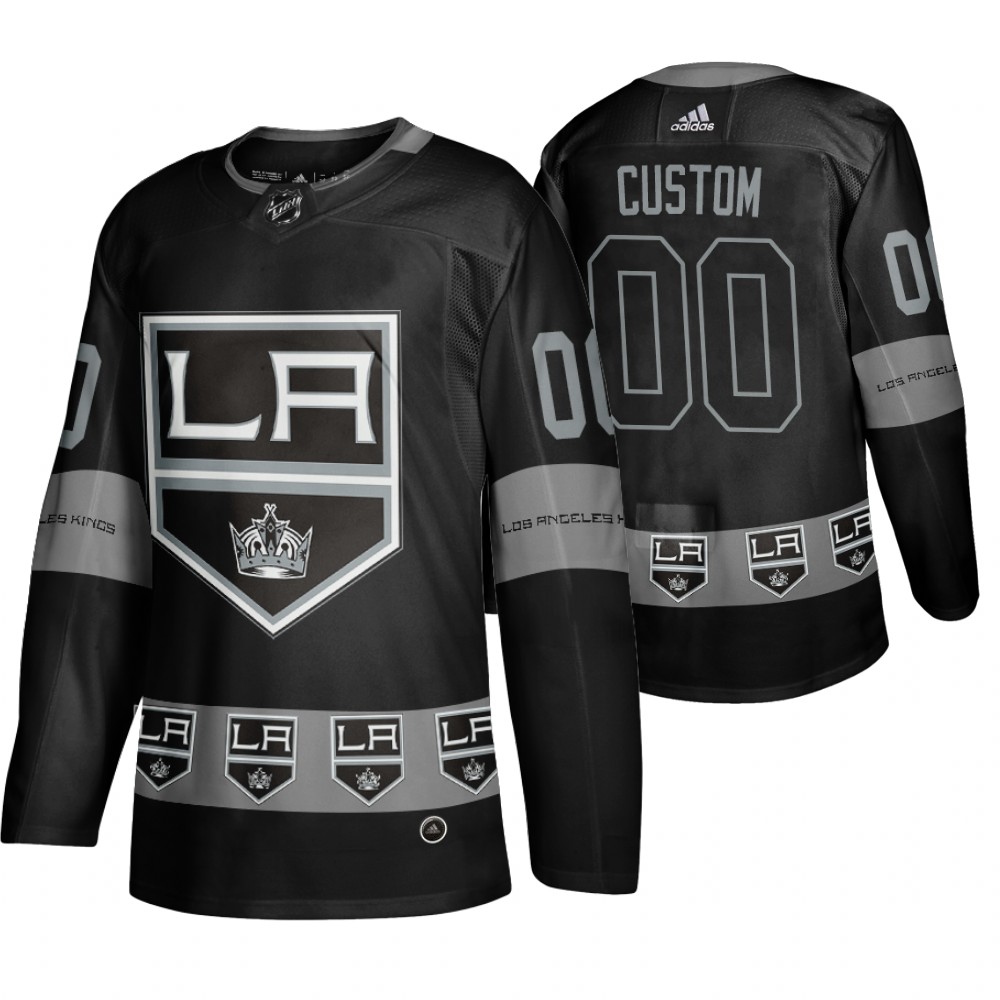 Men's Kings #00 Custom Logo sleeve Breakaway Jersey Black