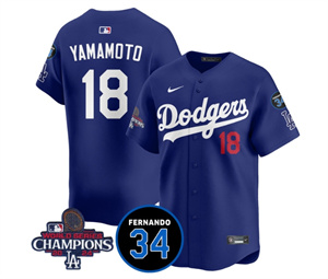 Men's LA Dodgers - World Series Champions 2024Fernando Valenzuela Memorial Jersey - All Stitched N1 18 YOSHINOBU YAMAMOTO