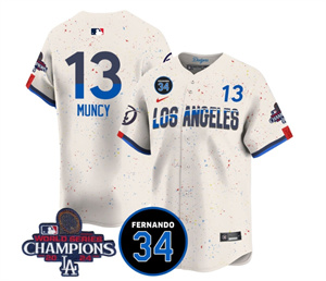 Men's LA Dodgers - World Series Champions 2024Fernando Valenzuela Memorial Jersey - All Stitched N1 CITY CONNECT 13 MAX MUNCY