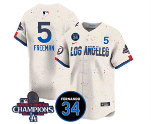 Men's LA Dodgers - World Series Champions 2024Fernando Valenzuela Memorial Jersey - All Stitched N1 CITY CONNECT 5 FREDDIE FREEMAN