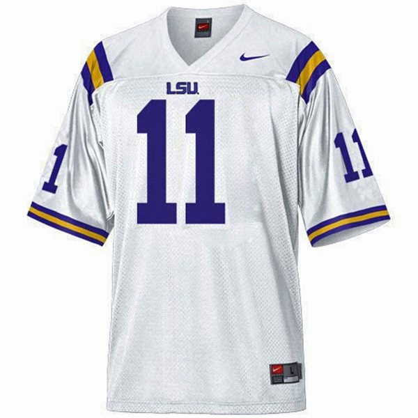 Men's LSU Tigers #11 Spencer Ware White Football Jersey