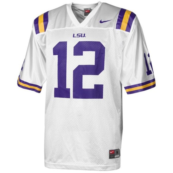 Men's LSU Tigers #12 Jarrett Lee White Football Jersey