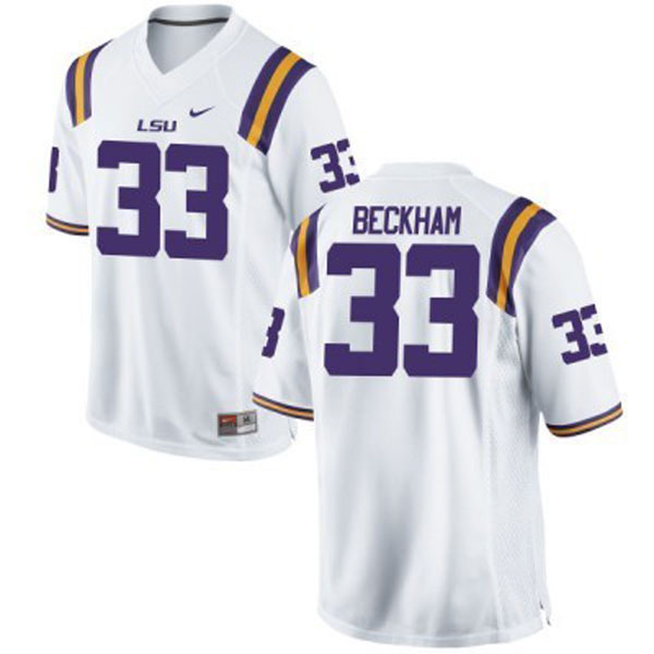Men's LSU Tigers #33 Odell Beckham Jr. White Football Jersey