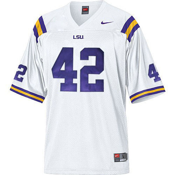 Men's LSU Tigers #42 Michael Ford White Football Jersey