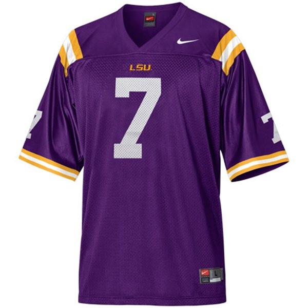 Men's LSU Tigers #7 Patrick Peterson Purple Football Jersey