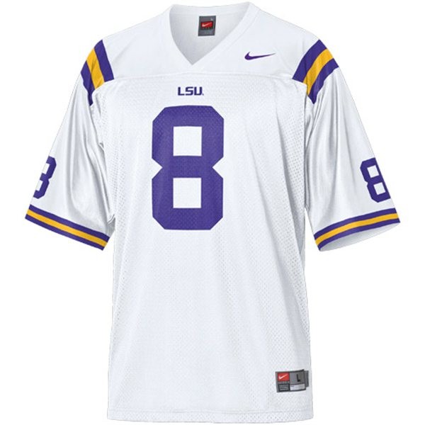 Men's LSU Tigers #8 Zach Mettenberger White Football Jersey