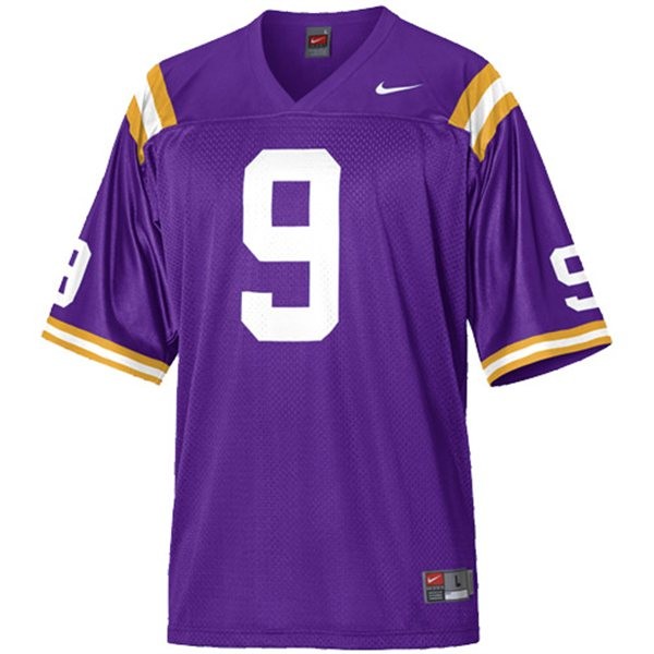 Men's LSU Tigers #9 Jordan Jefferson Purple Football Jersey