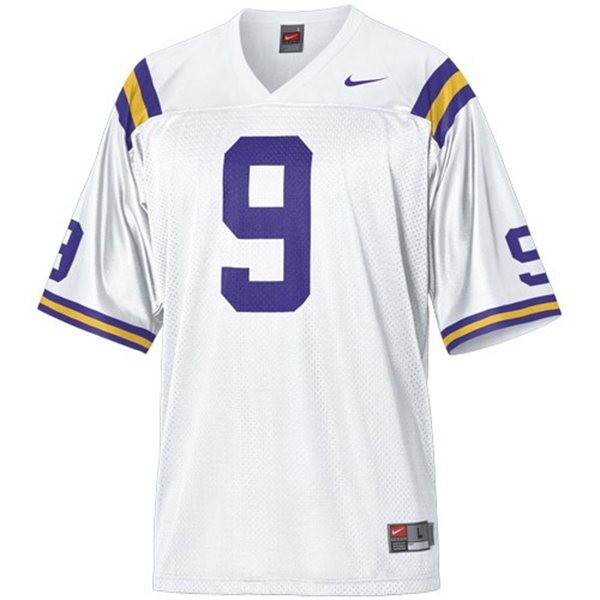 Men's LSU Tigers #9 Jordan Jefferson White Football Jersey