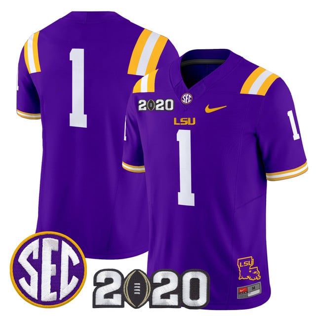 Men's LSU Tigers 2020 National Champions Vapor Limited Jersey #1