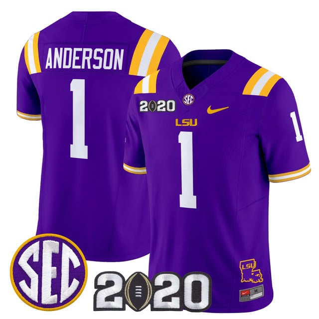 Men's LSU Tigers 2020 National Champions Vapor Limited Jersey #1 Aaron Anderson