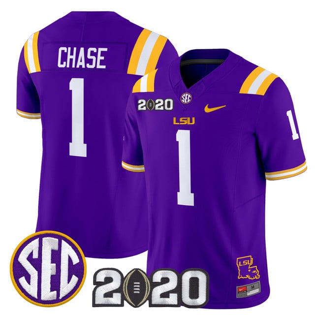 Men's LSU Tigers 2020 National Champions Vapor Limited Jersey #1 Ja'Marr Chase