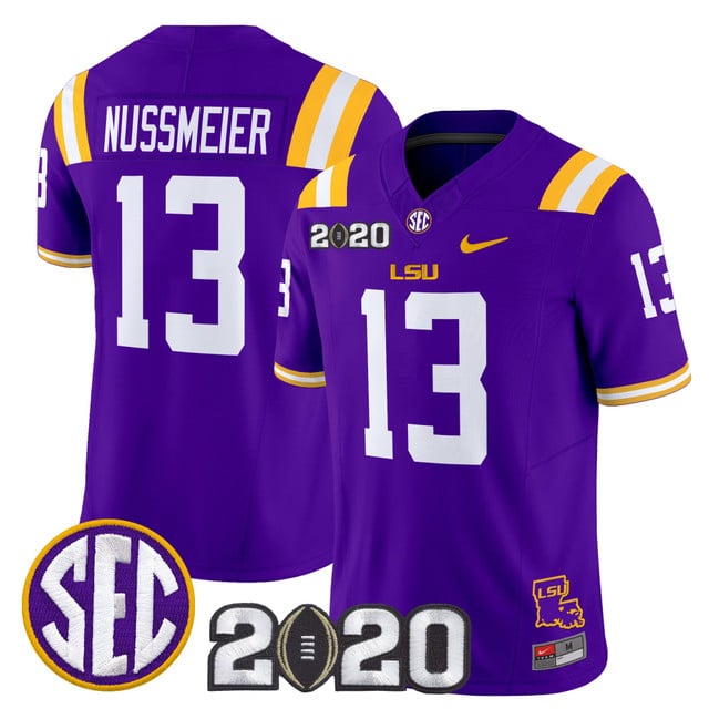 Men's LSU Tigers 2020 National Champions Vapor Limited Jersey #13 Garrett Nussmeier