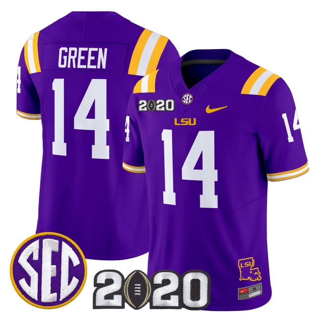 Men's LSU Tigers 2020 National Champions Vapor Limited Jersey #14 Trey'Dez Green