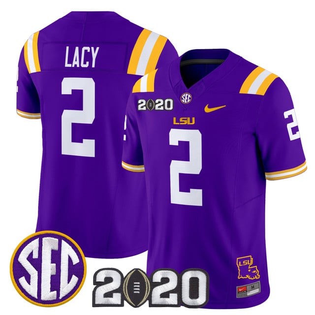 Men's LSU Tigers 2020 National Champions Vapor Limited Jersey #2 Kyren Lacy