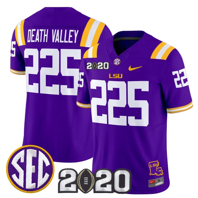 Men's LSU Tigers 2020 National Champions Vapor Limited Jersey #225 Death Valley