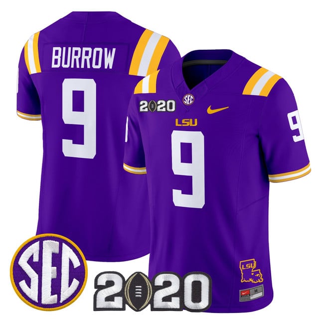 Men's LSU Tigers 2020 National Champions Vapor Limited Jersey #9 Joe Burrow