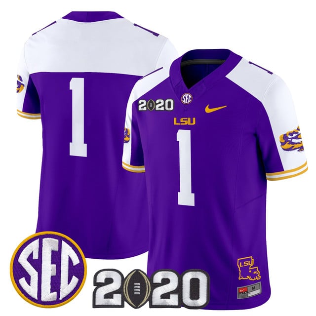 Men's LSU Tigers 2020 National Champions Vapor Limited Jersey alternate #1