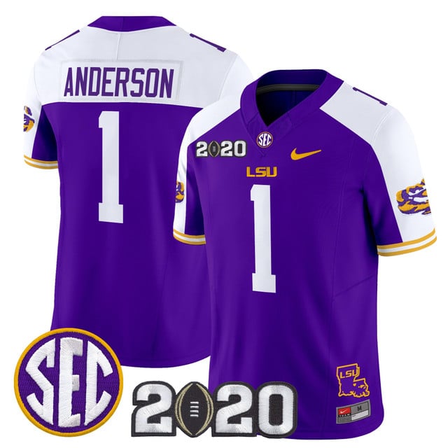 Men's LSU Tigers 2020 National Champions Vapor Limited Jersey alternate #1 Aaron Anderson