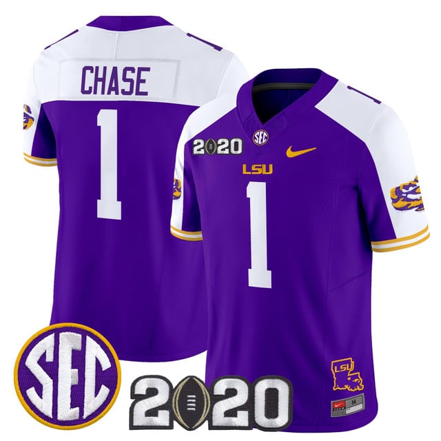 Men's LSU Tigers 2020 National Champions Vapor Limited Jersey alternate #1 Ja'Marr Chase