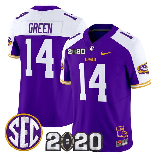 Men's LSU Tigers 2020 National Champions Vapor Limited Jersey alternate #14 Trey'Dez Green