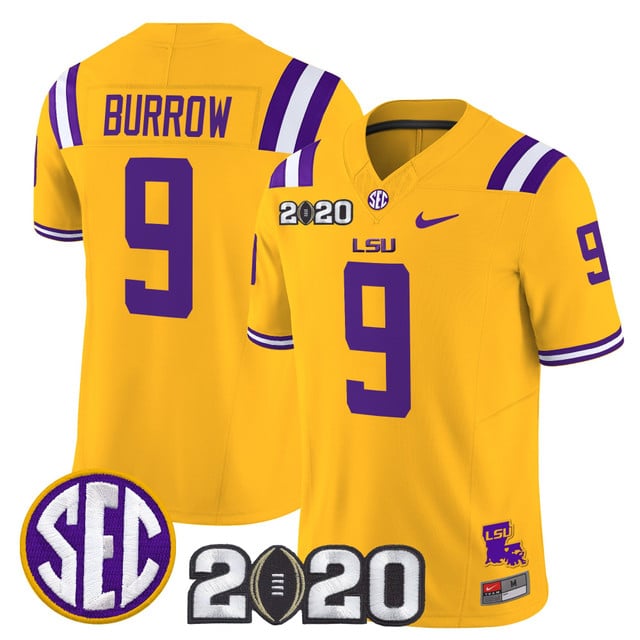 Men's LSU Tigers 2020 National Champions Vapor Limited Jersey gold #9 Joe Burrow