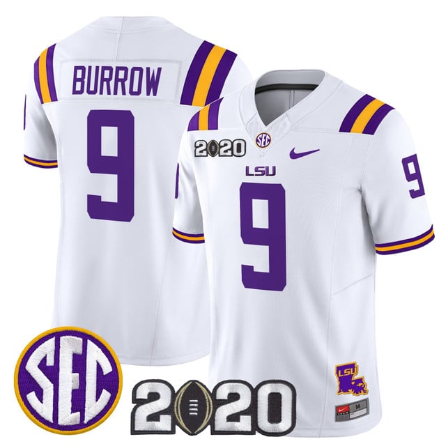 Men's LSU Tigers 2020 National Champions Vapor Limited Jersey white #9 Joe Burrow
