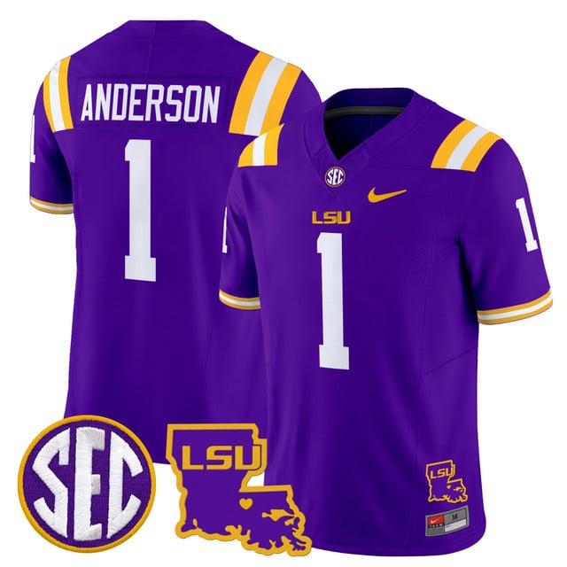 Men's LSU Tigers 2025 Louisiana Patch Vapor Limited Jersey #1 Aaron Anderson