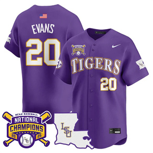 Men's LSU Tigers 2025 World Series Champions Limited Jersey - All Stitched Casan Evans    20