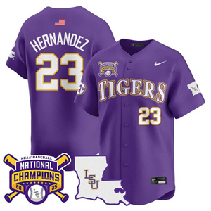 Men's LSU Tigers 2025 World Series Champions Limited Jersey - All Stitched Luis Hernandez   23