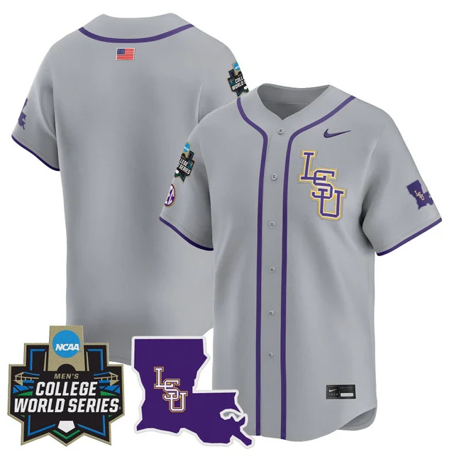 Men's LSU Tigers 2025 World Series Vapor Premier Limited Jersey - All Stitched Gray Team