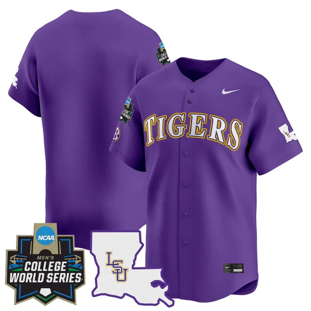 Men's LSU Tigers 2025 World Series Vapor Premier Limited Jersey - All Stitched Purle Team