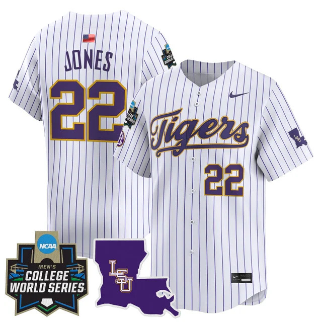 Men's LSU Tigers 2025 World Series Vapor Premier Limited Jersey - All Stitched prindtrpe jared jones