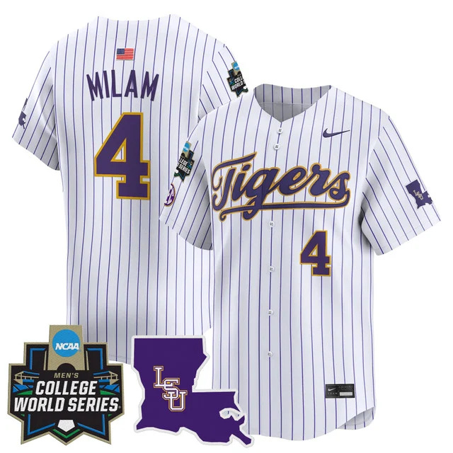Men's LSU Tigers 2025 World Series Vapor Premier Limited Jersey - All Stitched prindtrpe steven milam