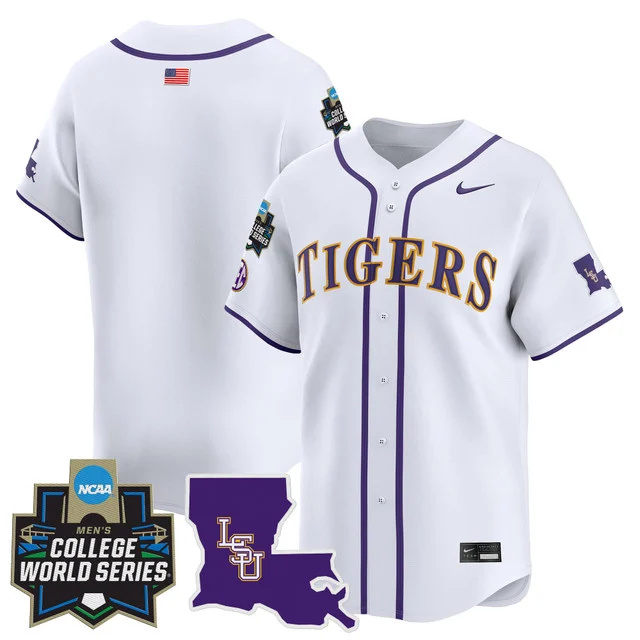 Men's LSU Tigers 2025 World Series Vapor Premier Limited Jersey - All Stitched white team