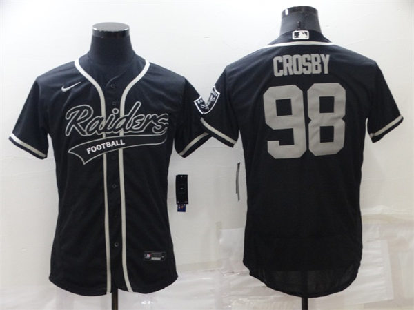 Men's Las Vegas Raiders #98 Maxx Crosby Nike Black Full Button Football Baseball Mix Jersey