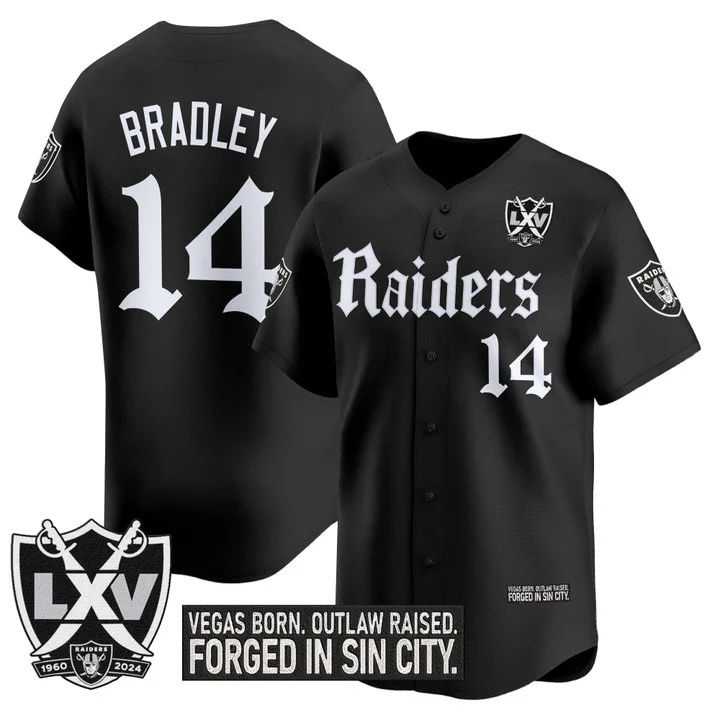 Men's Las Vegas Raiders 'Gothic Sin City Shadows Edition' Vapor Baseball Jersey #14 Carter Bradley