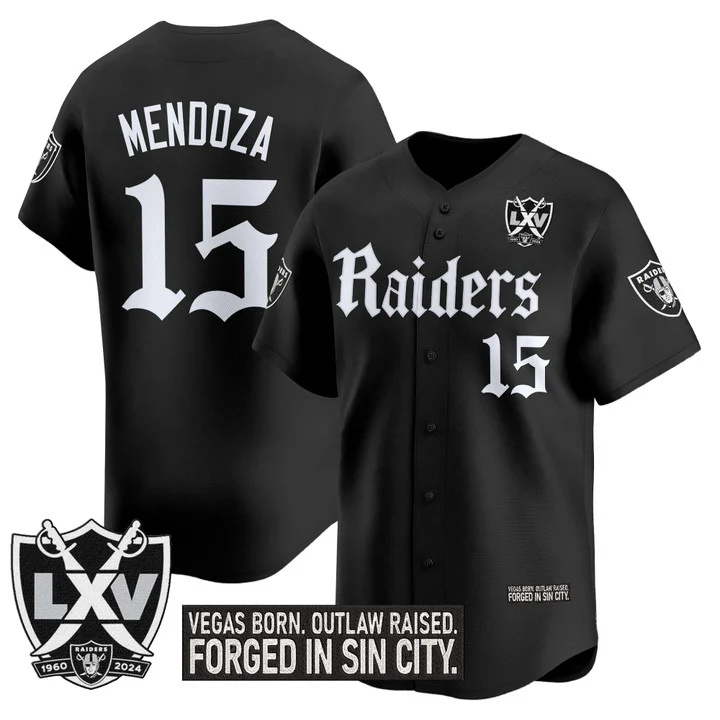 Men's Las Vegas Raiders 'Gothic Sin City Shadows Edition' Vapor Baseball Jersey #15 Fernando Mendoza