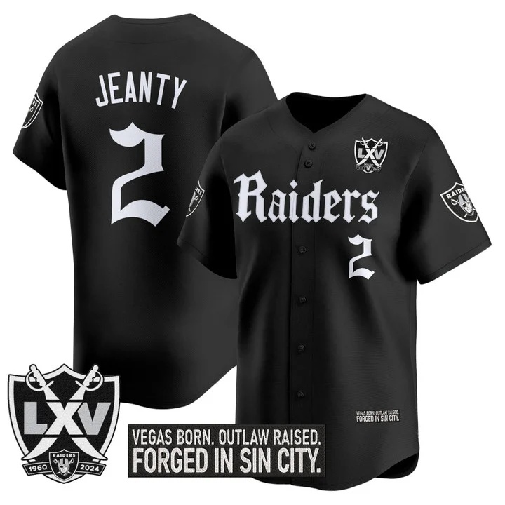 Men's Las Vegas Raiders 'Gothic Sin City Shadows Edition' Vapor Baseball Jersey #2 Asthon Jeanty