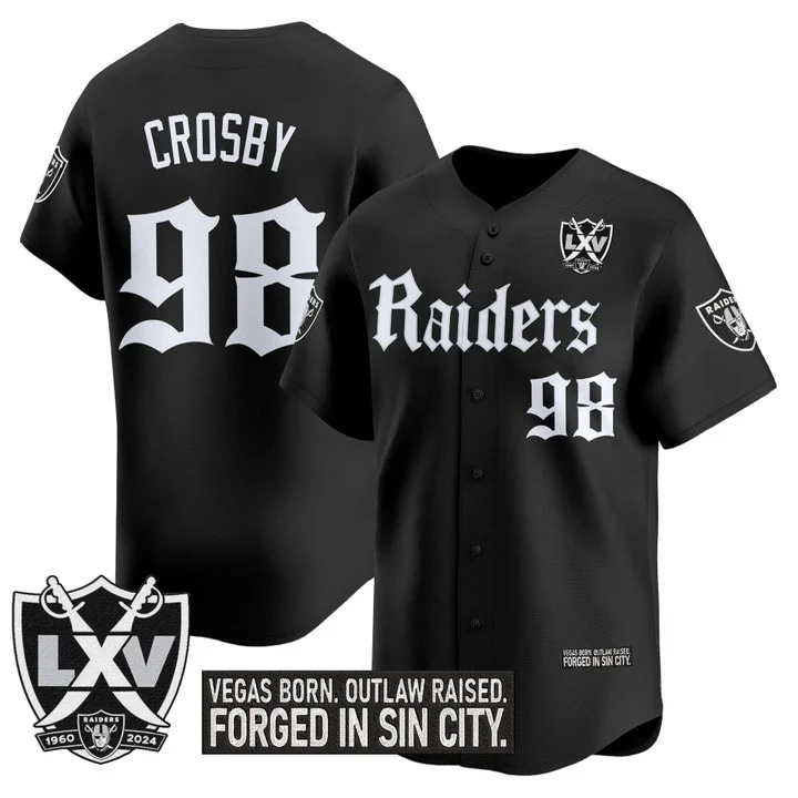 Men's Las Vegas Raiders 'Gothic Sin City Shadows Edition' Vapor Baseball Jersey #98 Maxx Crosby
