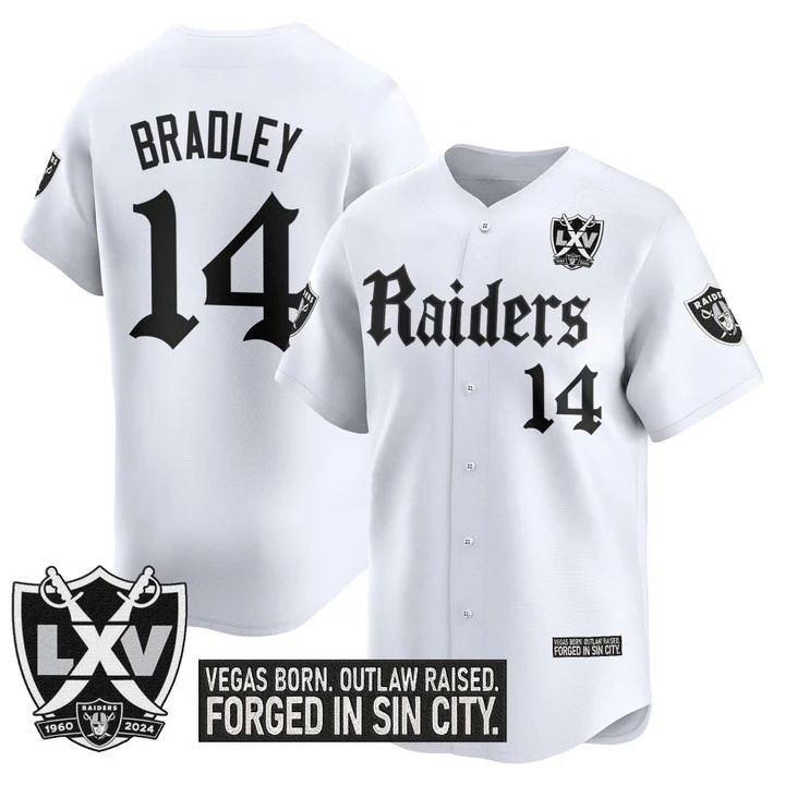 Men's Las Vegas Raiders 'Gothic Sin City Shadows Edition' Vapor Baseball Jersey white #14 Carter Bradley