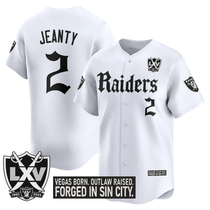 Men's Las Vegas Raiders 'Gothic Sin City Shadows Edition' Vapor Baseball Jersey white #2 Asthon Jeanty